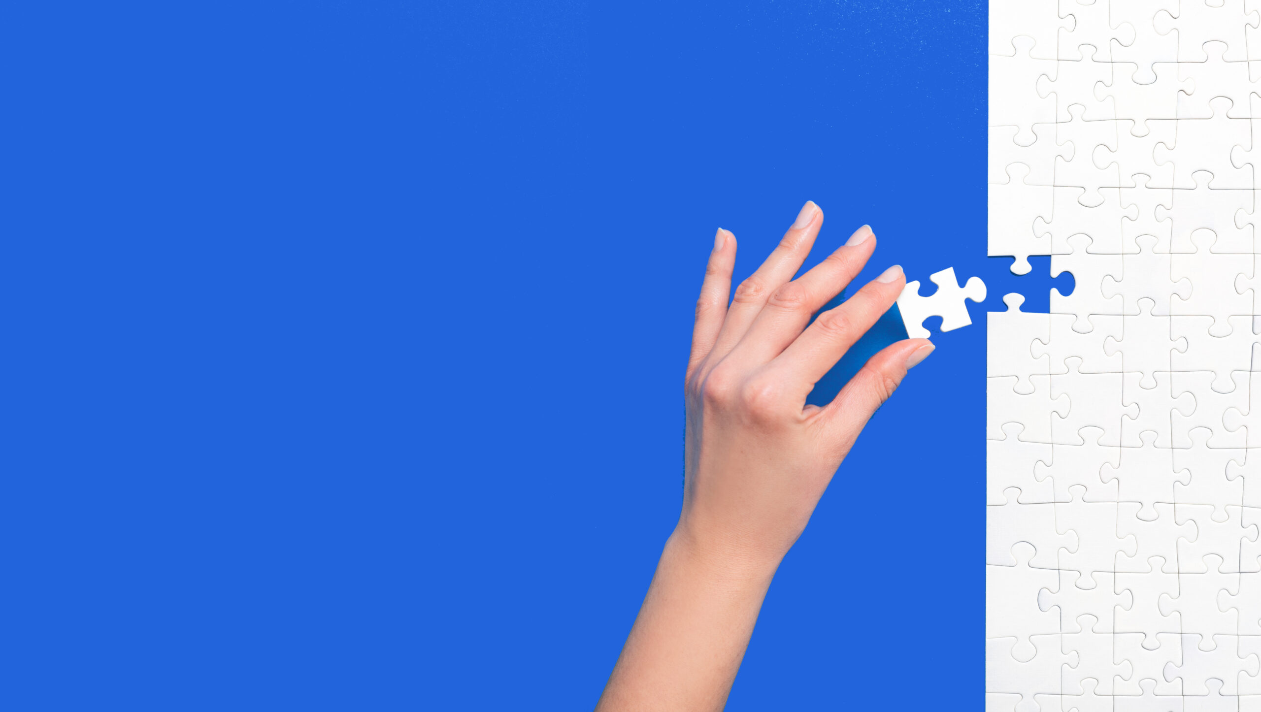 Business concept of white jigsaw puzzle.