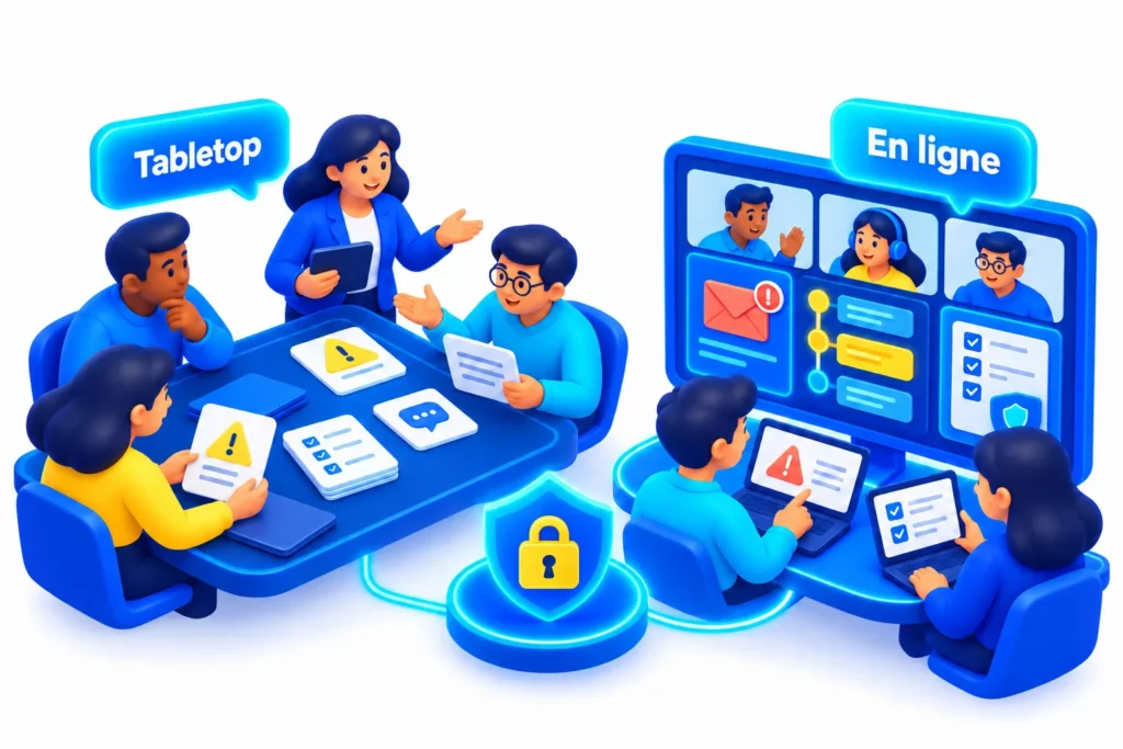 exercice de crise cyber sur tabletop ou en ligne